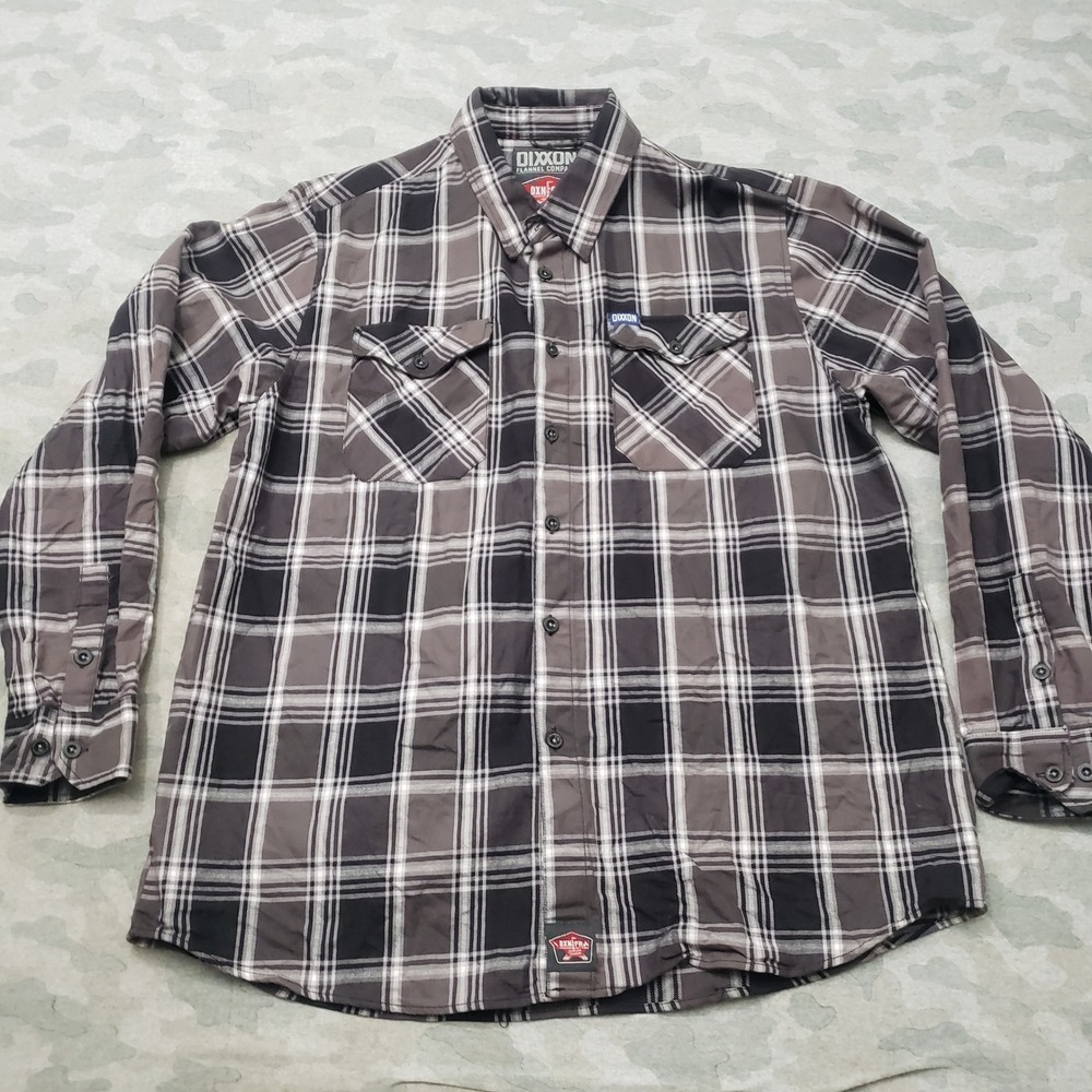 Dixxon Flannel Shirt Mens 2XL Gray Plaid Lineman FR Workwear Long Sleeve Button